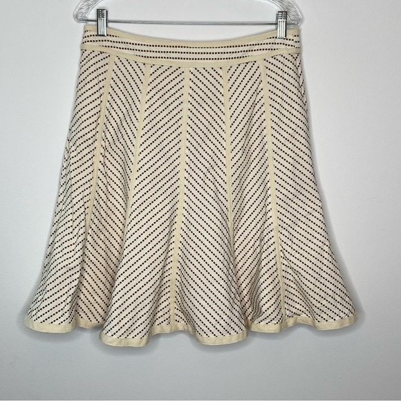 Nanette Lepore Cream and Brown Fluted Fit and Flare Skirt - Picture 5 of 10